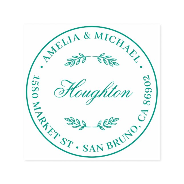 Carimbo Auto Entintado Folhas Botânicas Arredondar Endereço de Devolução  (Design)