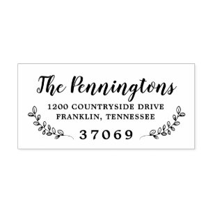 Carimbo Auto Entintado Folhas Botânicas Desenhadas À Mão