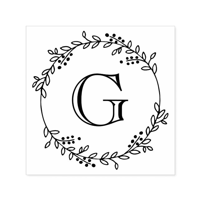 Carimbo Auto Entintado Folhas e Berries em volta do Quadro Wreath #1 (Design)