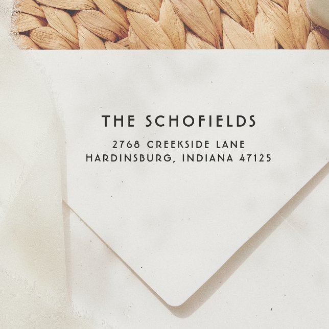 Carimbo Auto Entintado Fonte Simples Moderna Deco Nome da Família Endereç (Criador carregado)