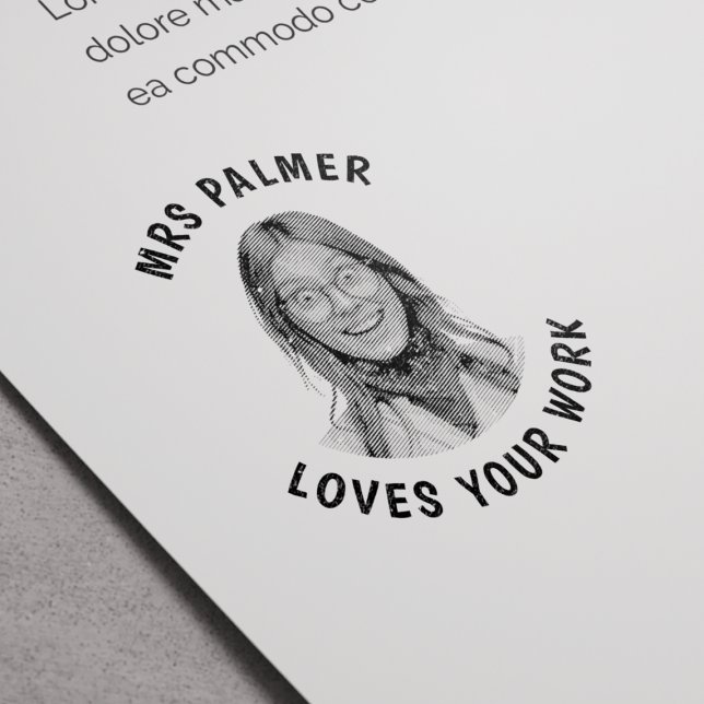 Carimbo Auto Entintado Foto do rosto do professor personalizado aprovada (Criador carregado)