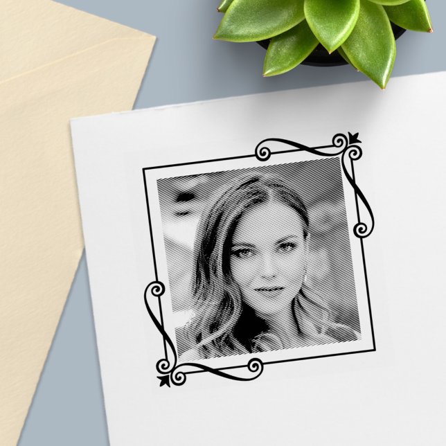 Carimbo Auto Entintado Foto personalizada do quadro quadrado de giros can (Criador carregado)