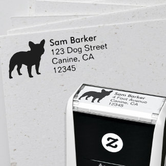 Carimbo Auto Entintado Francês Bulldog Silhouette Dog Break Endereço de R