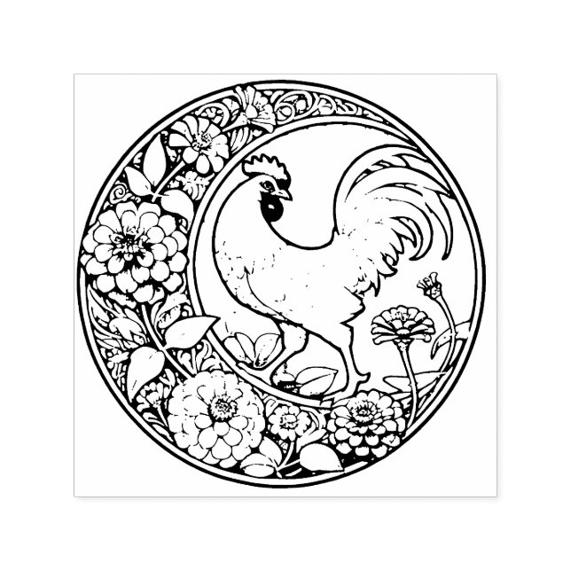 Carimbo Auto Entintado Frango Vintage (Design)