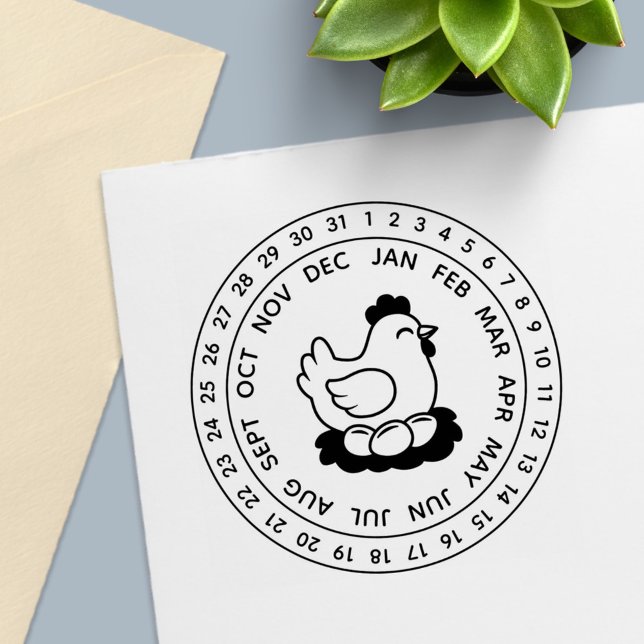 Carimbo Auto Entintado Fresh Chicken Eggs Carton Date Wheel (Criador carregado)