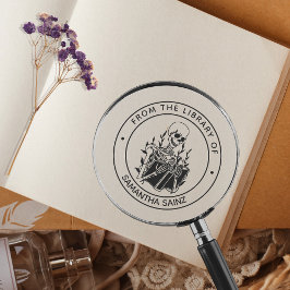 Carimbo Auto Entintado From the Library of Book Stamp Skeleton Gothic
