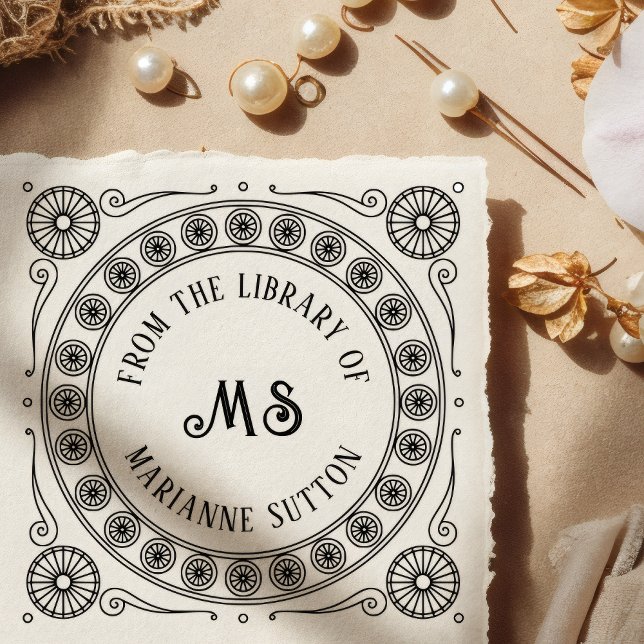 Carimbo Auto Entintado "From the library of" Monogram Library Bookplate (Criador carregado)