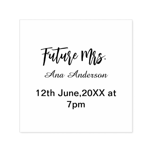 Carimbo Auto Entintado Future mrs surname bride to be purple gray name da (Design)