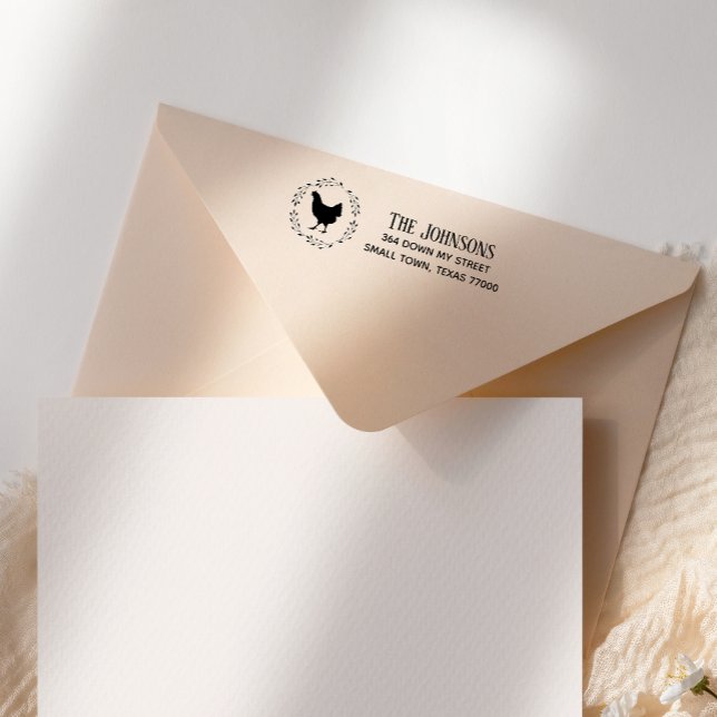 Carimbo Auto Entintado Galinha Cute com Script de Mão (Criador carregado)