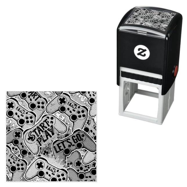 Carimbo Auto Entintado Gamer Pattern Self Inking Rubber Stamp (In Situ)