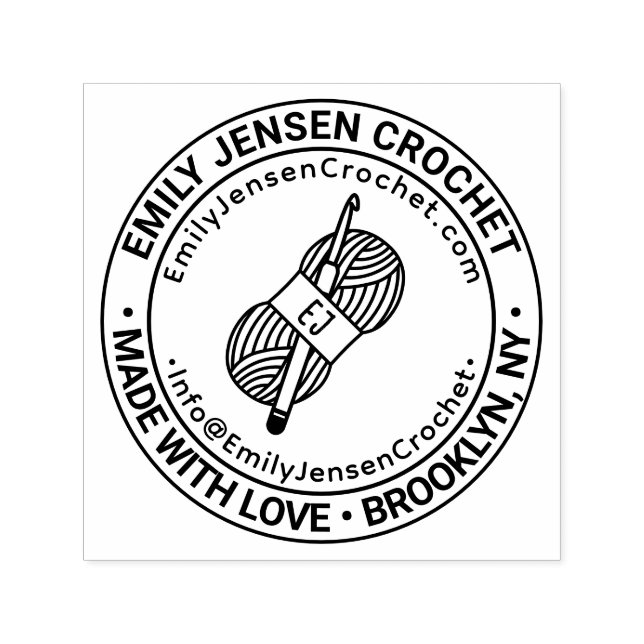 Carimbo Auto Entintado Gancho de Crochê Nome da Empresa de Fios Localizaç (Design)