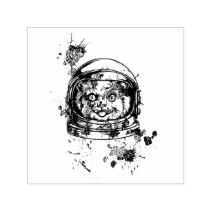 Carimbo Auto Entintado Gato Astronauta