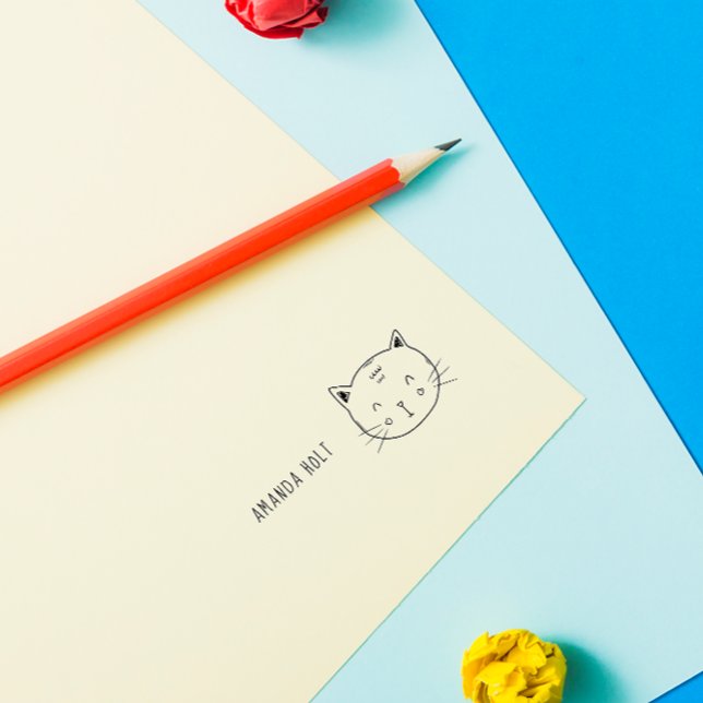 Carimbo Auto Entintado Gato Bonito, Crianças Engraçadas, Nome Personaliza (Criador carregado)