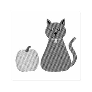 Carimbo Auto Entintado Gato e Abóbora do Halloween