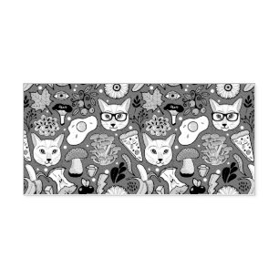 Carimbo Auto Entintado Gato e ovo em vermelho