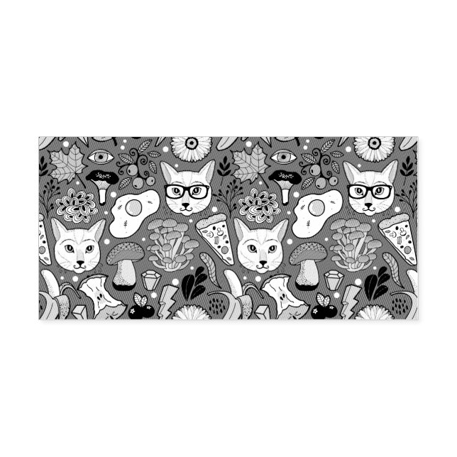 Carimbo Auto Entintado Gato e ovo em vermelho (Design)