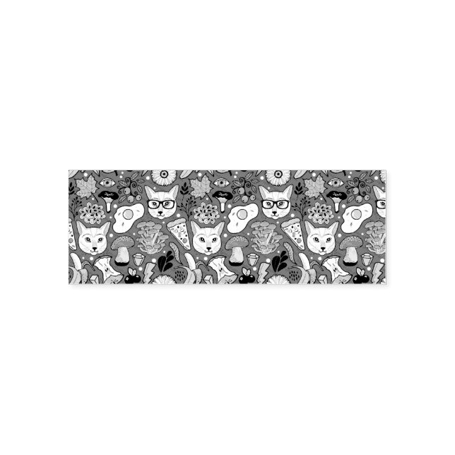 Carimbo Auto Entintado Gato e ovo em vermelho (Design)