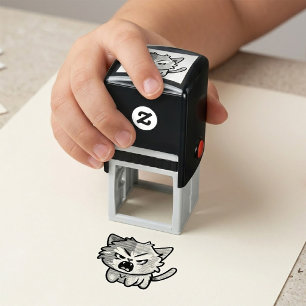 Carimbo Auto Entintado Gato Fofo Kawaii Bravo - Gatinho Silvando Pop Art
