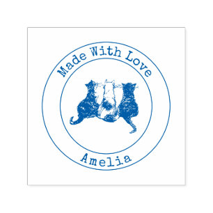 Carimbo Auto Entintado Gatos Bestiços Feitos com o amor autopicante