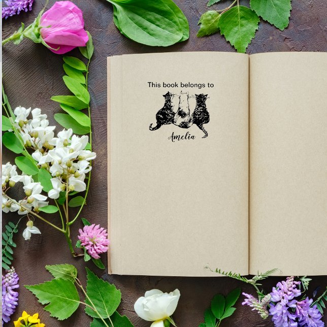 Carimbo Auto Entintado Gatos Pretos e Brancos Ilustrados Este livro perte (Criador carregado)