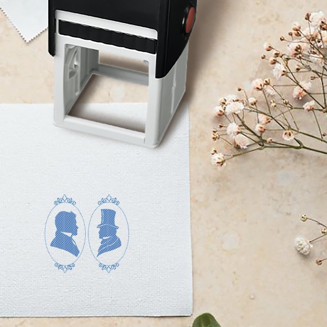 Carimbo Auto Entintado Gay Grooms Regency Rosas azuis (Criador carregado)