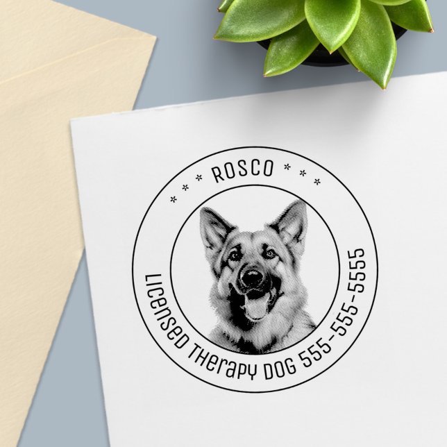 Carimbo Auto Entintado German shepherd Cão Pet Photo Round (Criador carregado)