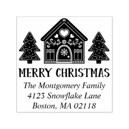 Carimbo Auto Entintado Gingercake House Nome e endereço de Natal Feliz