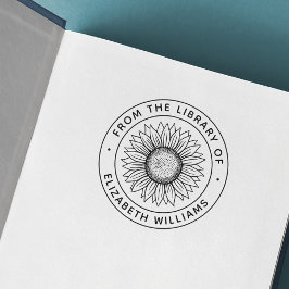 Carimbo Auto Entintado Girassol da biblioteca de livro nome personalizado