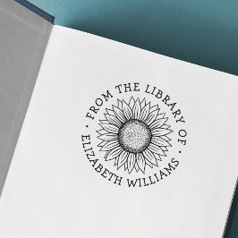 Carimbo Auto Entintado Girassol da biblioteca do nome personalizado do li