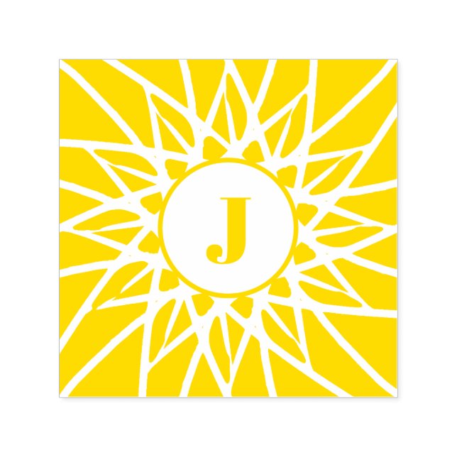 Carimbo Auto Entintado Girassol Sol Flor Dourado Monograma Inicial (Design)