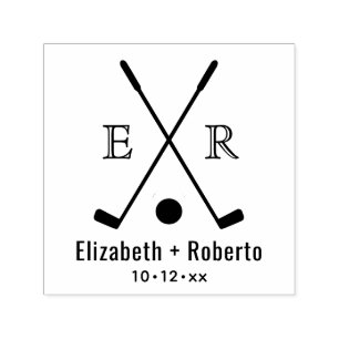 Carimbo Auto Entintado Golf Clubs Cruzados Casal 2 Monograma Inicial