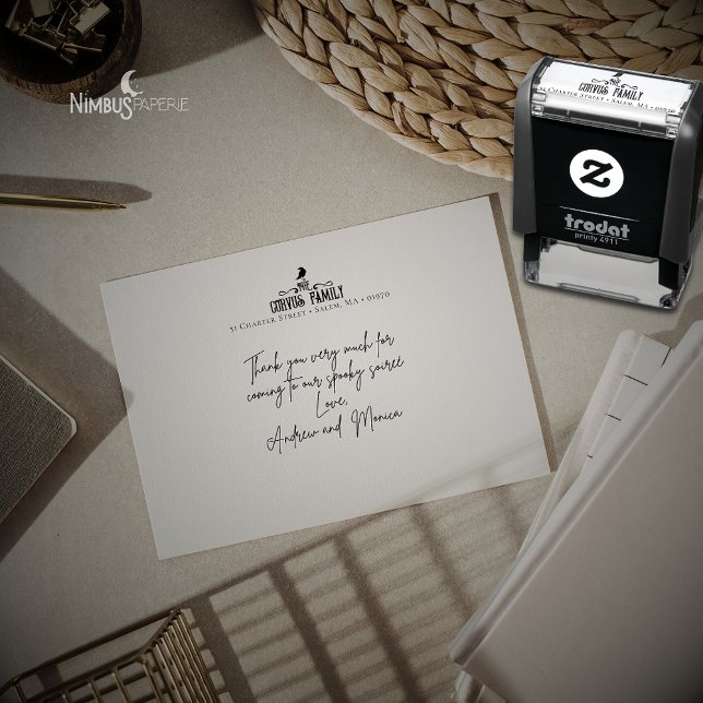 Carimbo Auto Entintado Gothic Chic Family Return Address Stamp (Criador carregado)
