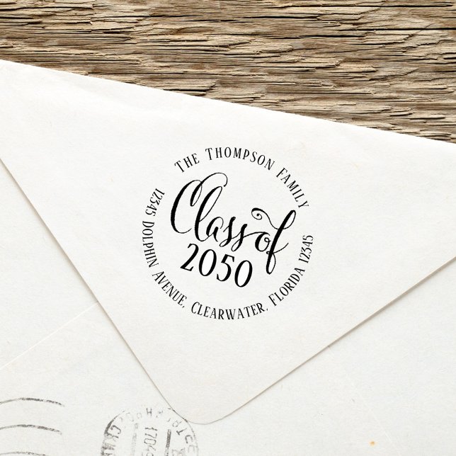 Carimbo Auto Entintado Graduação Classe Simples Moderna de Endereço de Re (Criador carregado)