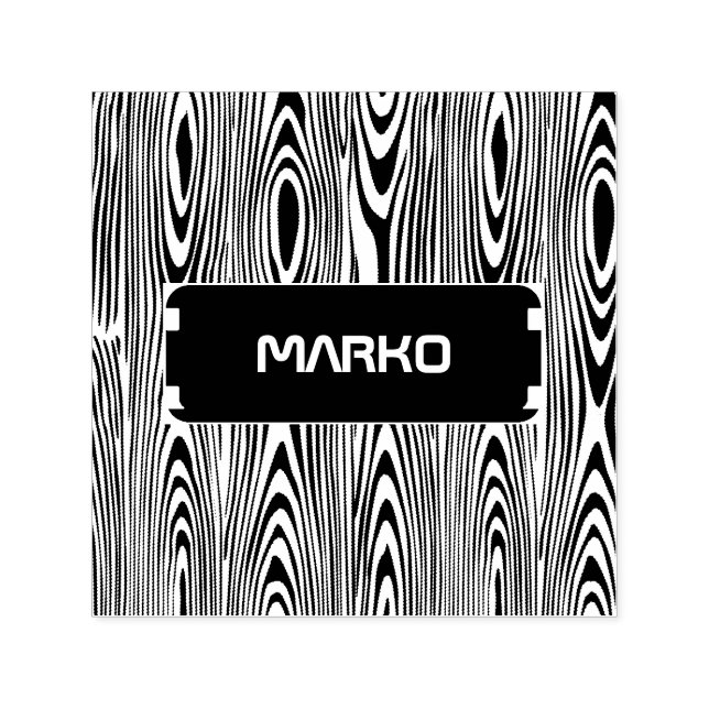 Carimbo Auto Entintado Grãos De Madeira Pretos E Brancos (Design)