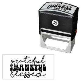 Carimbo Auto Entintado Grateful Thankful Blessed - Thanksgiving 