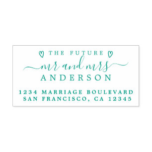 Carimbo Auto Entintado Green Script Future Sr. Wedding Return Endereço