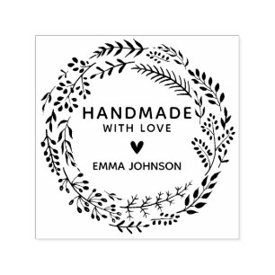 Carimbo Auto Entintado Guirlanda de Verduras Botânicas Feita à Mão Com Am