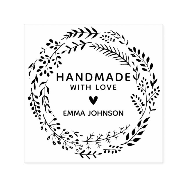 Carimbo Auto Entintado Guirlanda de Verduras Botânicas Feita à Mão Com Am (Design)