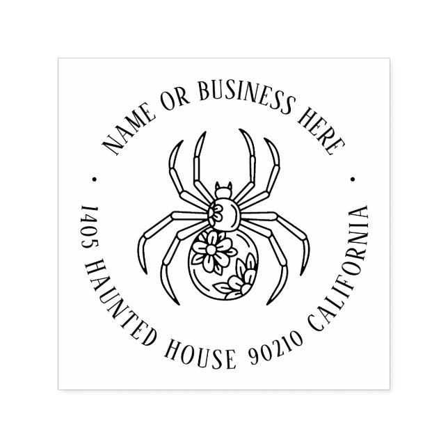 Carimbo Auto Entintado Halloween Creepy Spider Nome personalizado Endereç (Design)