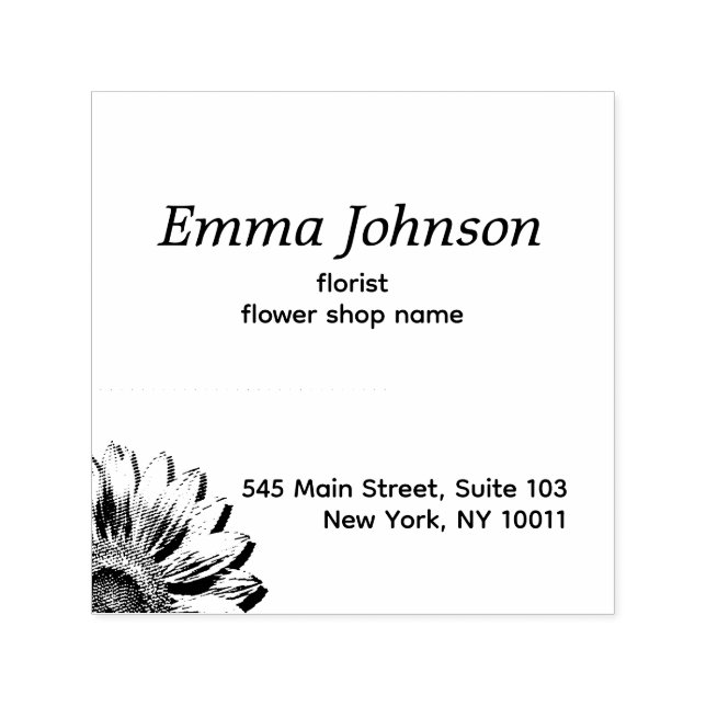 Carimbo Auto Entintado Hand-Drawn Floral Accent | Custom Business Rubber  (Design)