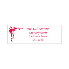 Carimbo Auto Entintado Hand Drawn Red Ribbon Bow Return Address Label