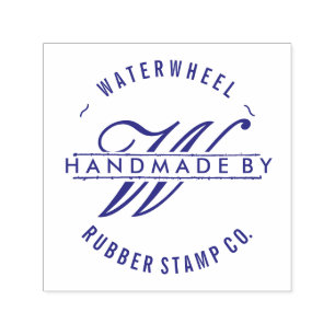 Carimbo Auto Entintado "Handmade feito sob encomenda por" com monograma