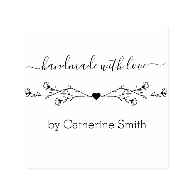 Carimbo Auto Entintado Handmade with Love Rubber Stamp (Design)