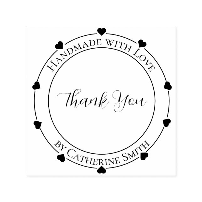 Carimbo Auto Entintado “Handmade with Love” Rubber Stamp (Design)