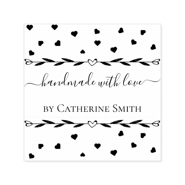 Carimbo Auto Entintado “Handmade with Love” Rubber Stamp (Design)