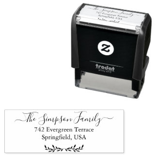 Carimbo Auto Entintado Handwritten Family Address Stamp with Laurel