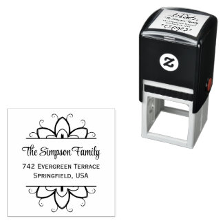 Carimbo Auto Entintado Handwritten Family Address Stamp with Wildflowers