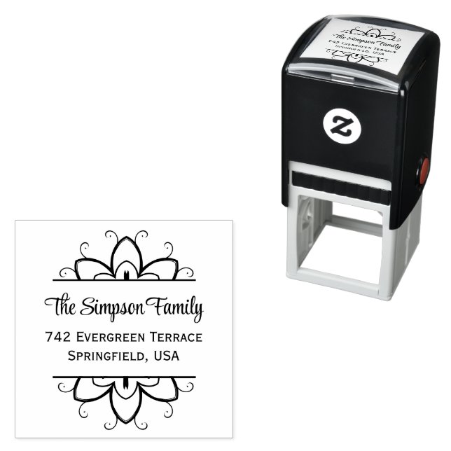 Carimbo Auto Entintado Handwritten Family Address Stamp with Wildflowers (In Situ)