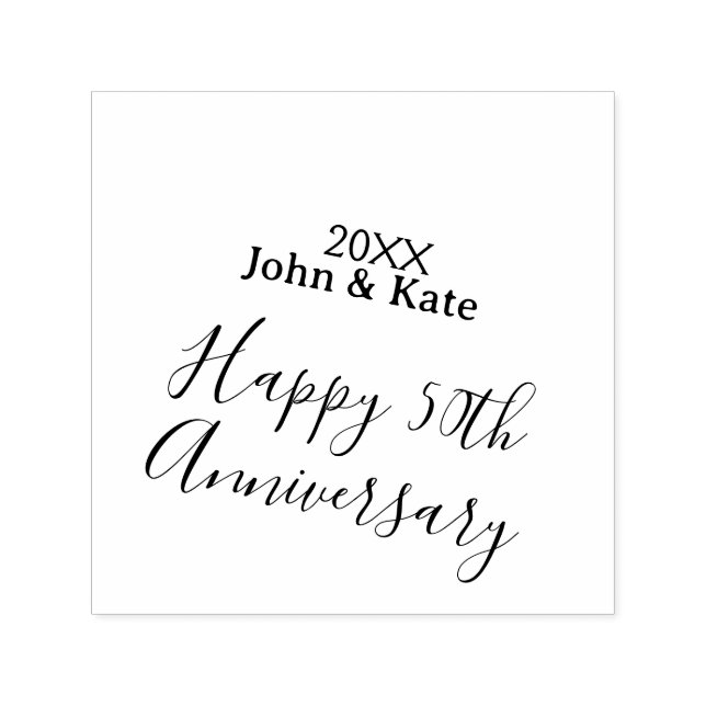 Carimbo Auto Entintado Happy 50th anniversary purple name year simple  (Design)