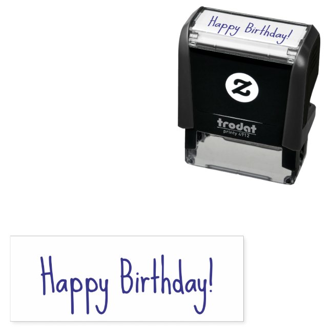 Carimbo Auto Entintado Happy Birthday! Casual Handwritten Font Style Text (In Situ)